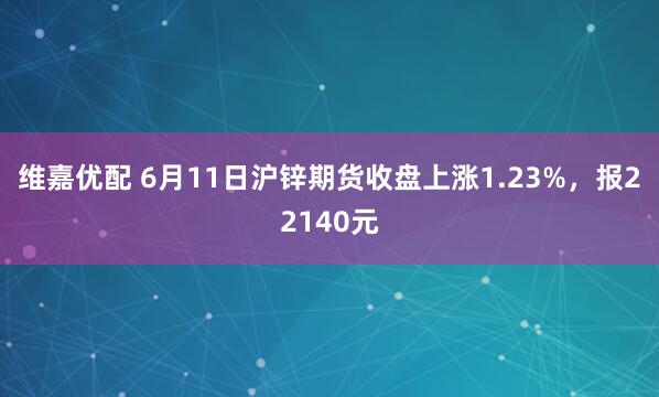 维嘉优配 6月11日沪锌期货收盘上涨1.23%，报22140元